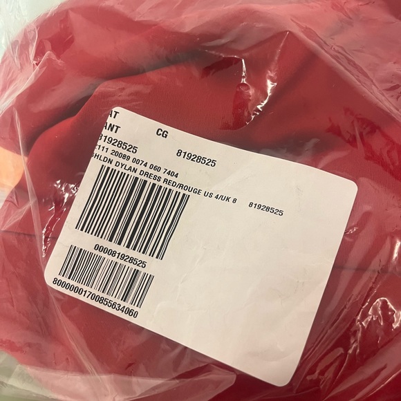 BHLDN Dylan One Shoulder Satin Side Slit Midi Dress Red - Picture 4 of 4